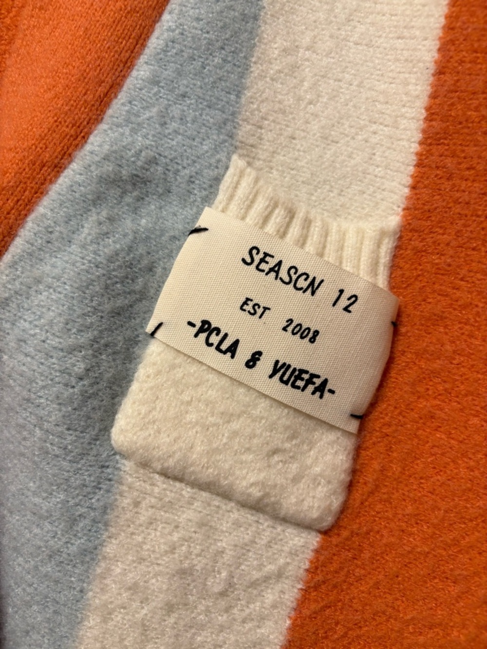 Striped Oversized Cardigan Sweater - Orange, Light Blue & Cream - Picture 4 of 5